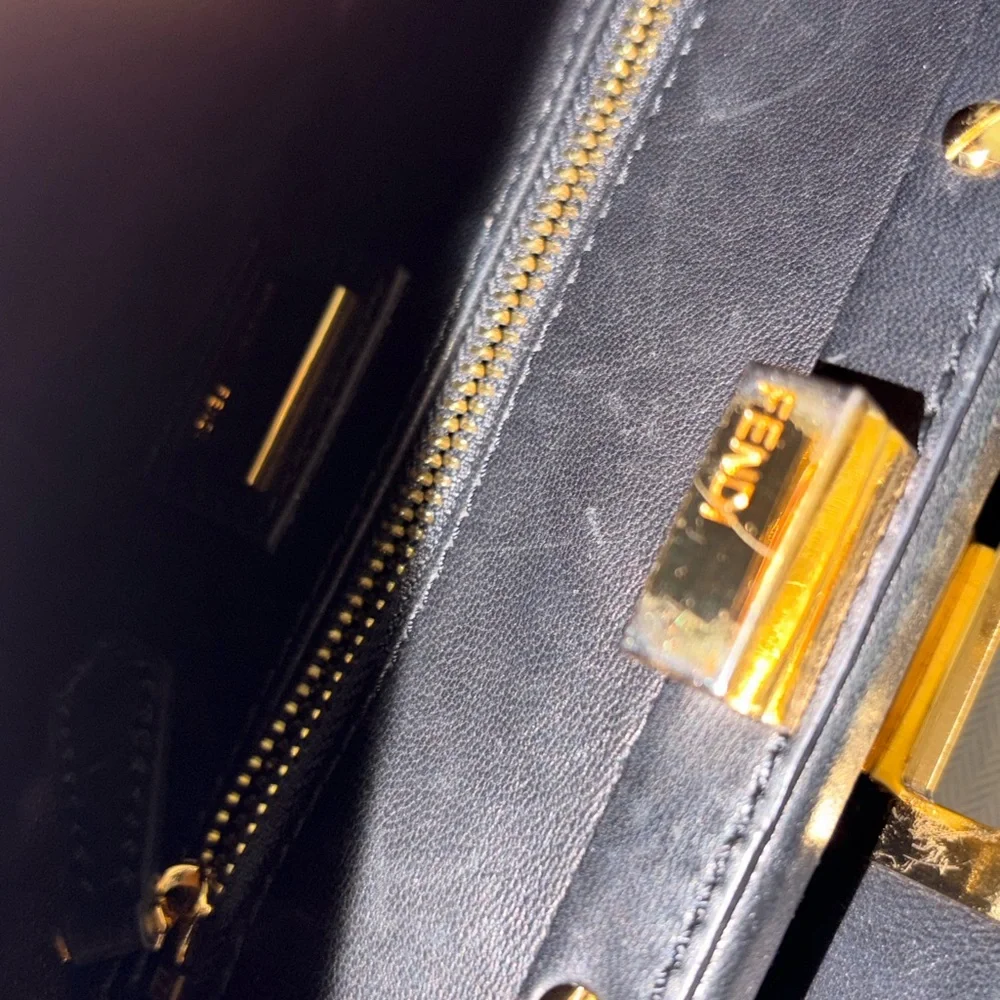 black FF Peekaboo Mini bag in nappa leather with gold-tone hardware